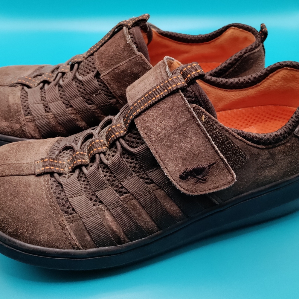 Rocket Dog. Brown suede leather chunky sneakers, orange details. Women's Size 7. - Picture 2 of 5